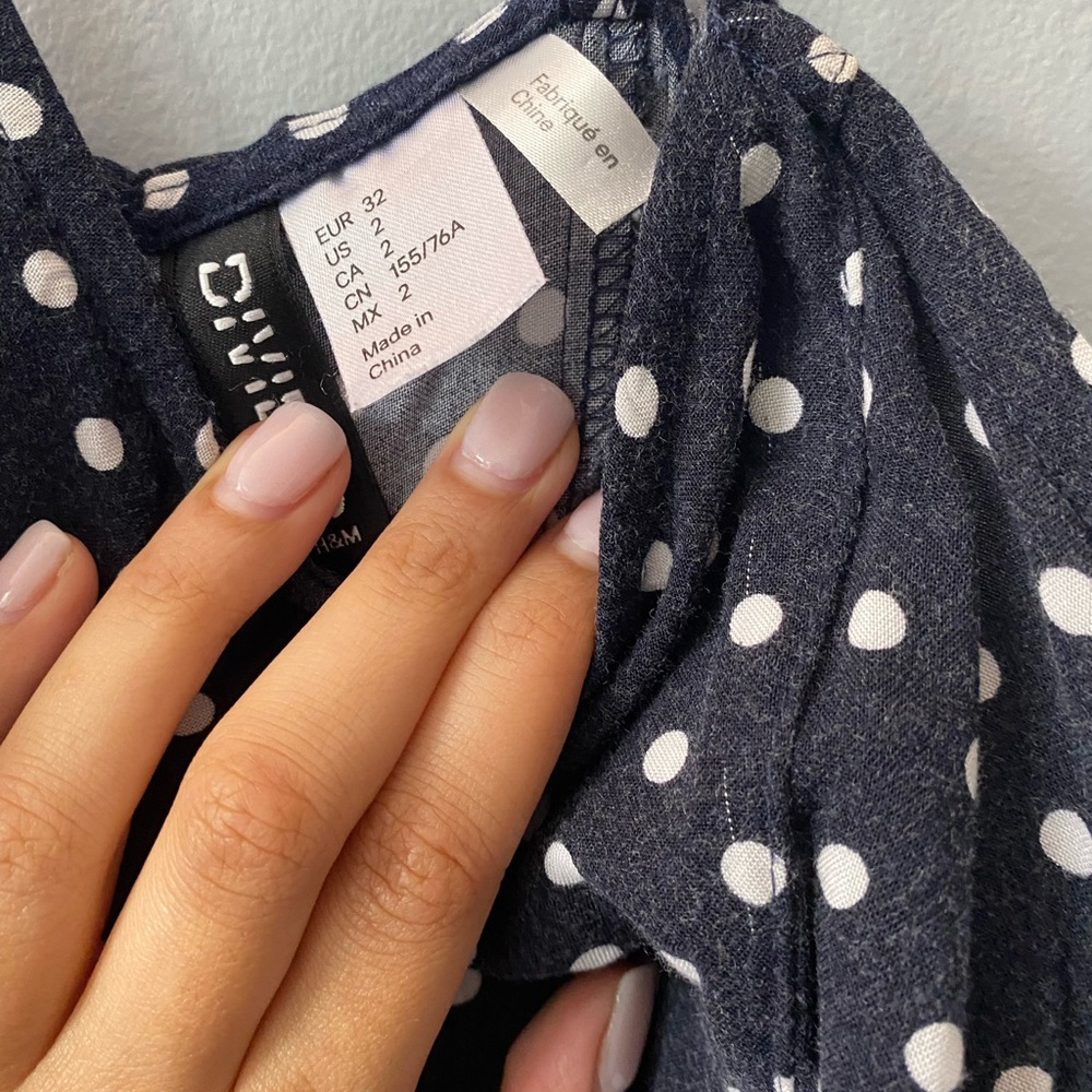 Navy Blue Polka Dot Sundress - H&M - xs - Picture 2 of 3